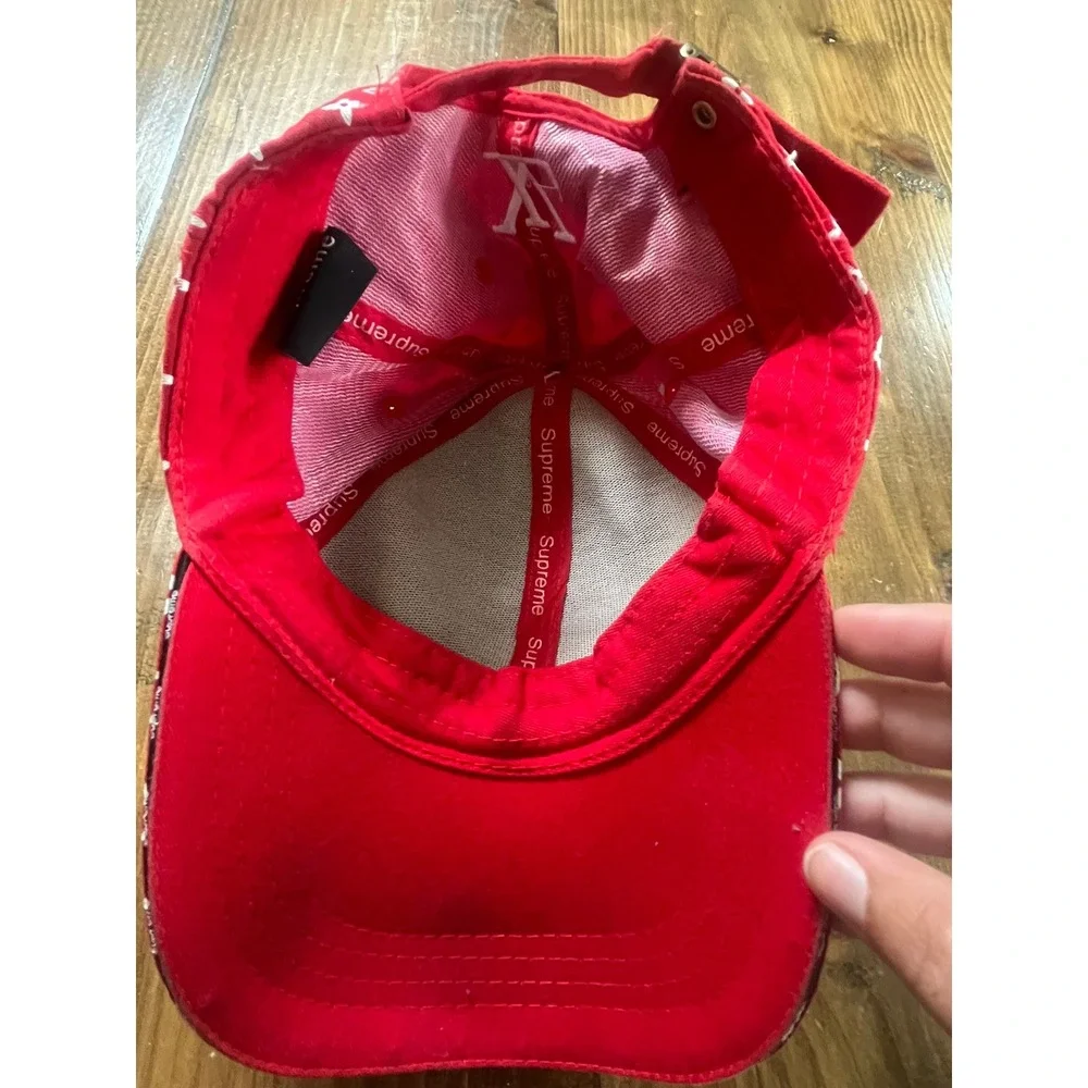 Supreme Louis Vuitton Monogram Baseball Cap Red White LV Box Logo Hat Adjustable